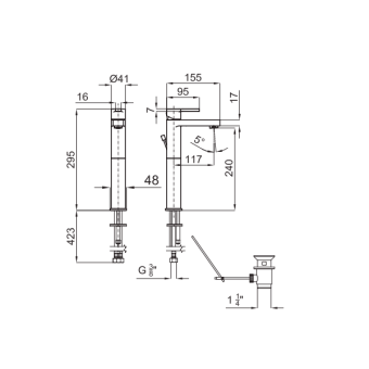 Смеситель для раковины URBAN h=29,5 см, белый