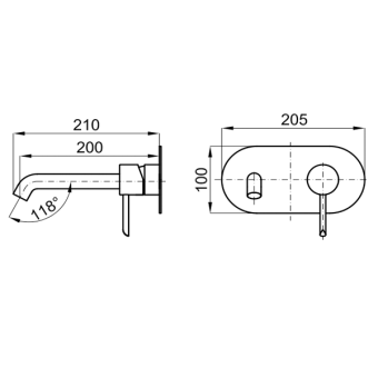 Смеситель для раковины ROUND настенный, хром